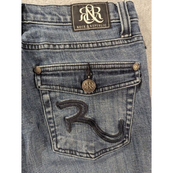 Rock Republic Jeans Womens Size 6 Blue Kasandra Boot cut Embroidered Whiskers - Picture 11 of 15